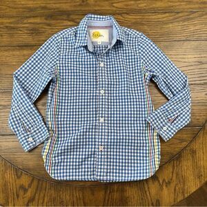 Mini Boden Blue White Plaid Button Down Shirt